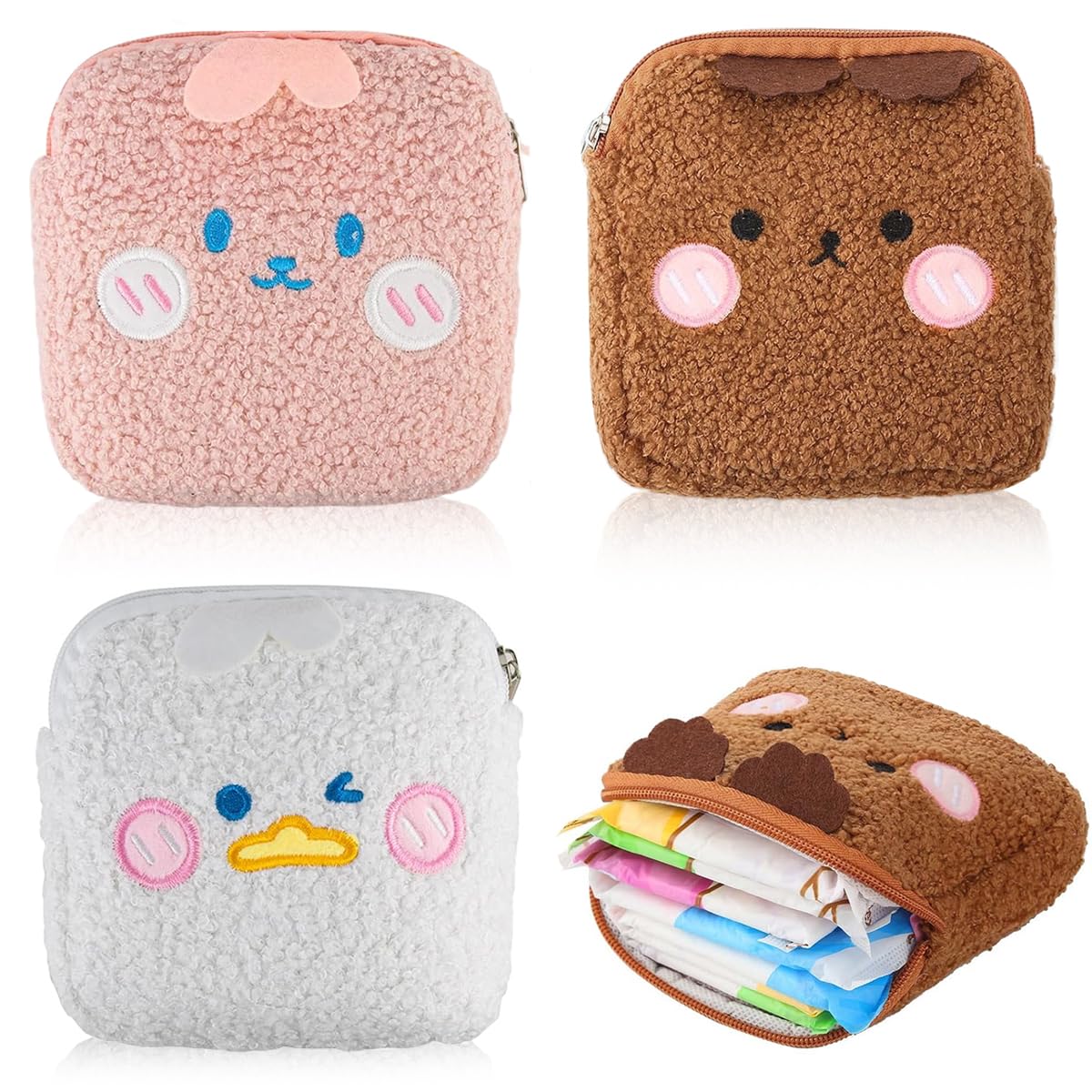 MAYCREATE 3Pcs Makeup Pouch Sanitary Pads Pouches Plush Storage Pouches Cute Cartoon Coin Pouch Small Lipstick Zipper Pouches for Girls Portable Zipper Pouch for Tampons, Sanitary Pads, Tissues MAYCREATE 3Pcs Makeup Pouch Sanitary Pads Pouches Plush Storage Pouches Cute Cartoon Coin Pouch Small Lipstick Zipper Pouches for Girls Portable Zipper Pouch for Tampons, Sanitary Pads, Tissues